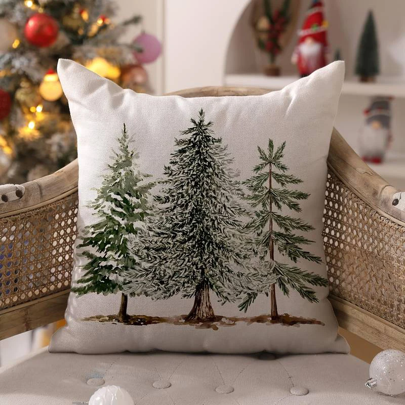 

Snow-Covered Pine Trees on Pillow CoverSuitable for sofa car bedroom decorative cushion cover pillow cover