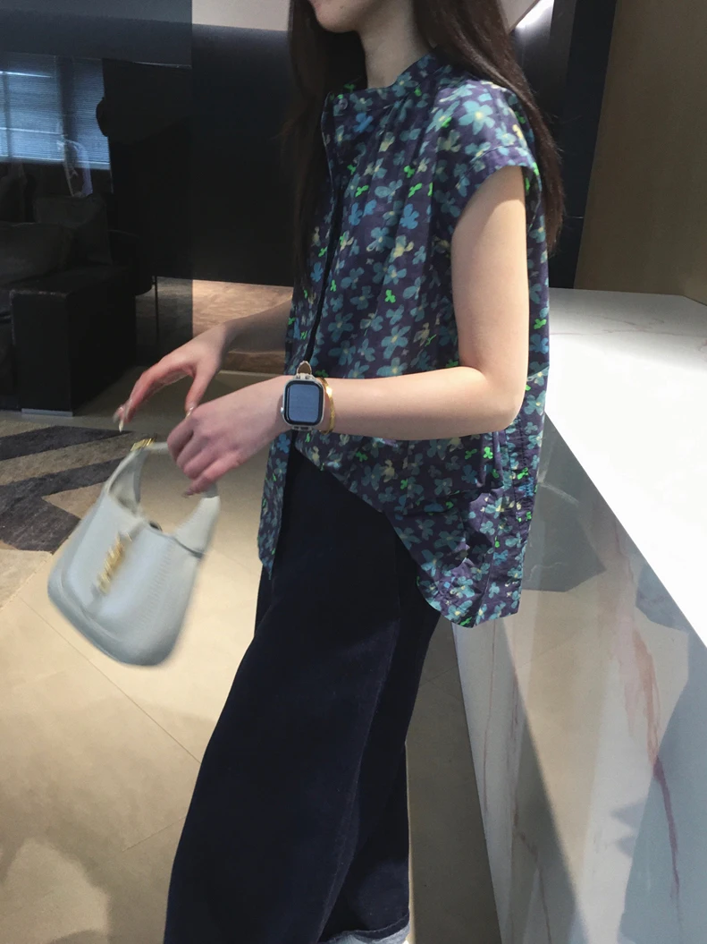 

Eco-Friendly Digital Printing Cotton ell Button irt Cover Sve ape Design Breathable Floral Print Women's Cardigan