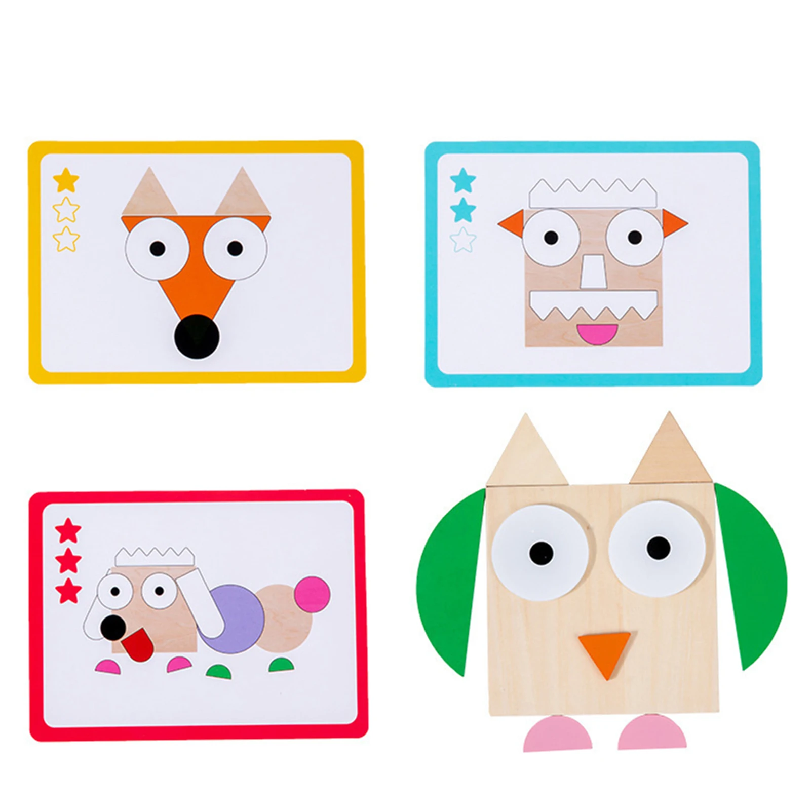 Geometric Wood Shape Puzzle Early Learning Educational Toys For Kids