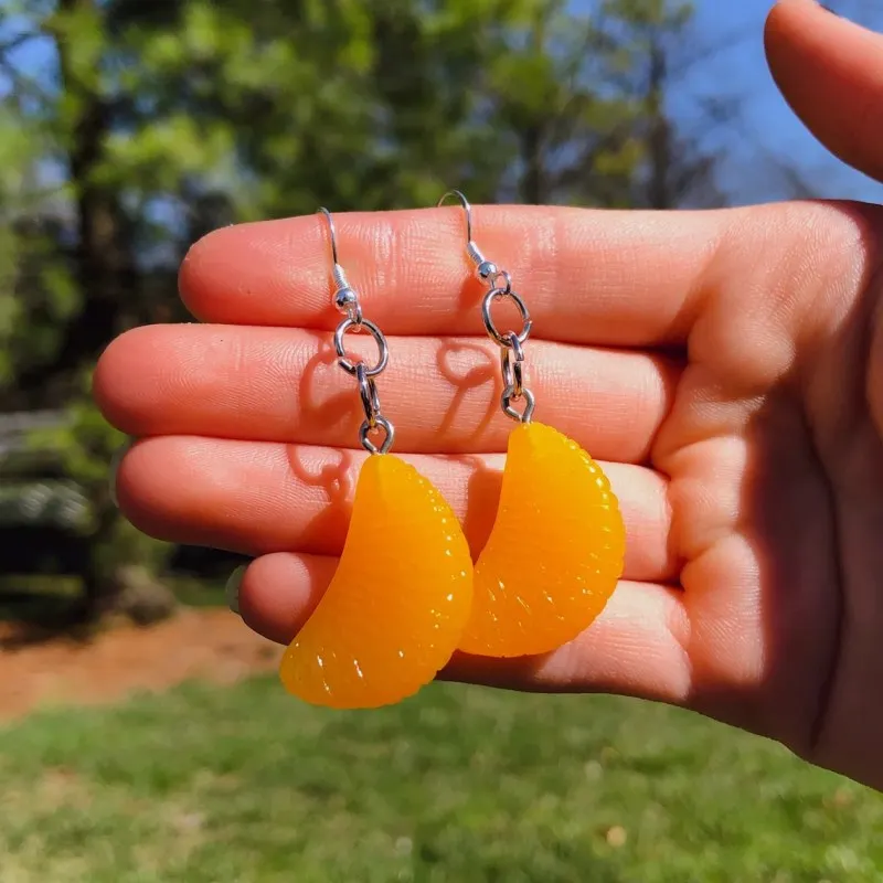 Funny Simulation Fruit Orange Banana Women's Earrings Personalized Flat Resin Food Accessories Handmade Jewelry Eardrop