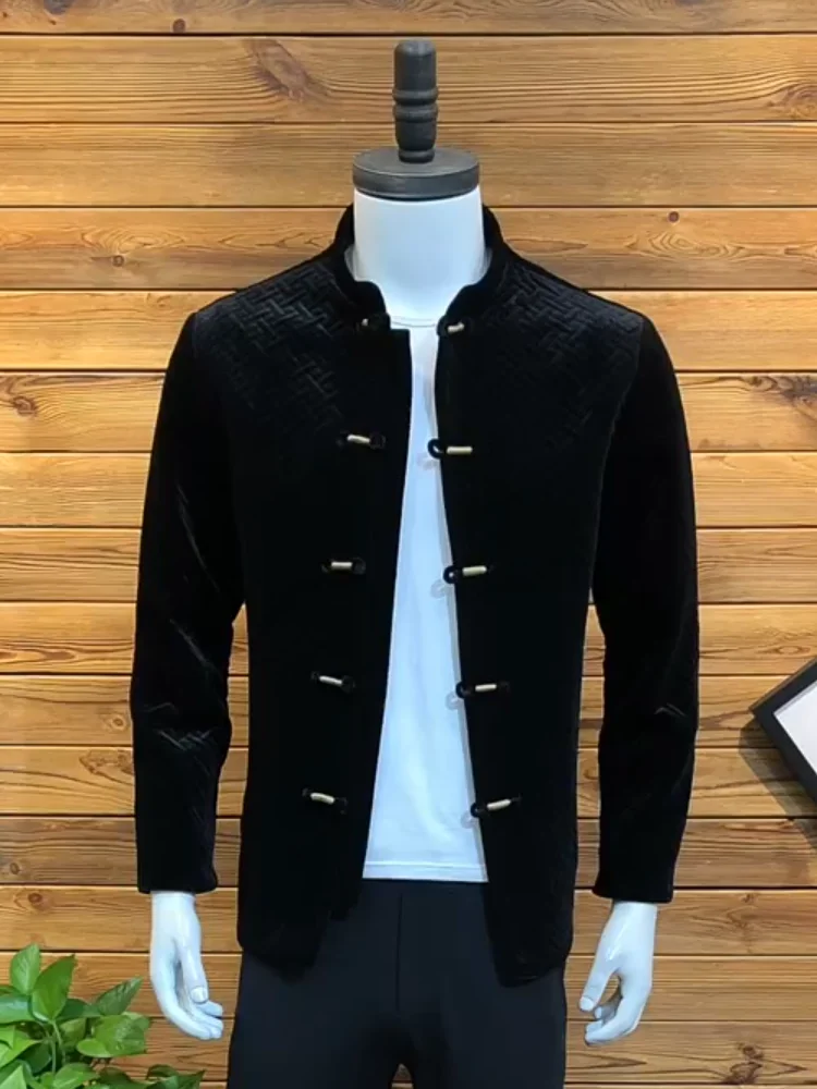 

Comfortable Thin Cotton Autumn Winter Tang Suit Jacket Men's Stylish Fashion Trend Personality High Quality Feel Embroidered ...
