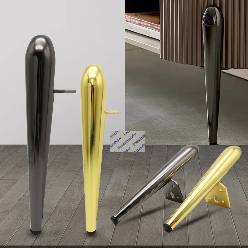 4Pcs Steel Leg With Corbel Bracket For Table Cabinet Sofa Titanium Gold Gun Black