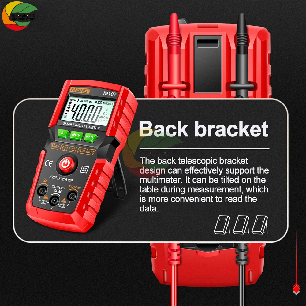 Ziqqucu M107/M108 High Precision 4000Counts Smart Digital Multimeter LCD Resistance Portable DC AC Voltage Current Tester Meter