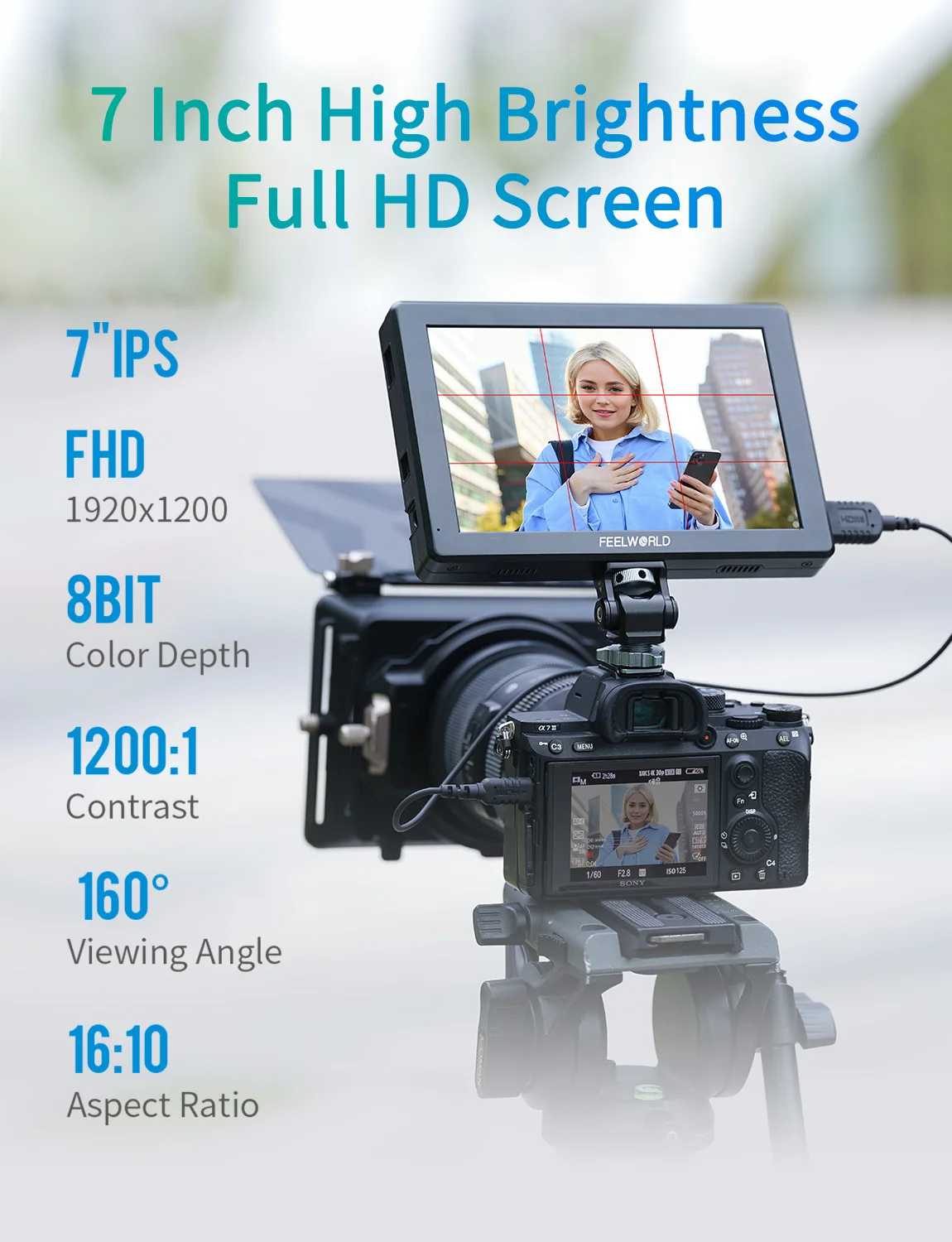 FEELWORLD T7 PRO 7 Inch 2000nit Field Camera Monitor 4K HDMI 60Hz Input Output Aluminium Housing 1920x1200 Waveform 3D LUT HDR