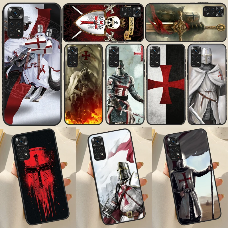 Knights Templar Case For Xiaomi Redmi Note 12 Pro Note 11 10 9 8 Pro 10S 11S 12S Cover For Redmi 12C 9C 10C