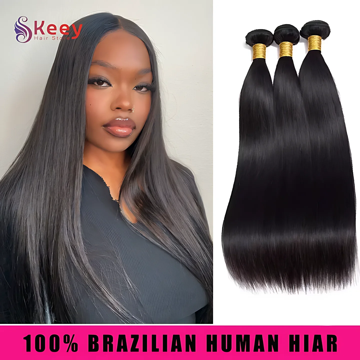 16A 스트레이트 생인모 번들 34인치 브라질리언 헤어 위브 익스텐션 번들 내추럴/제트 블랙 레미 4/5개 헤어 번들