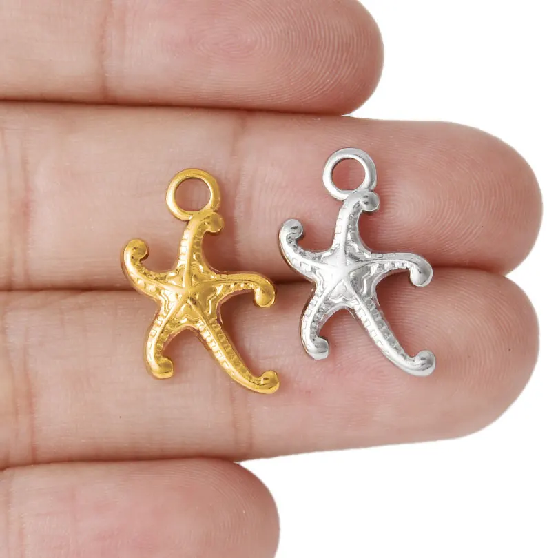 6pcs Ladies Charm Starfish Shaped Pendant Non Oxidizable Jewelry Making Supplies Handmade Men Women Daily Necklaces Decorations