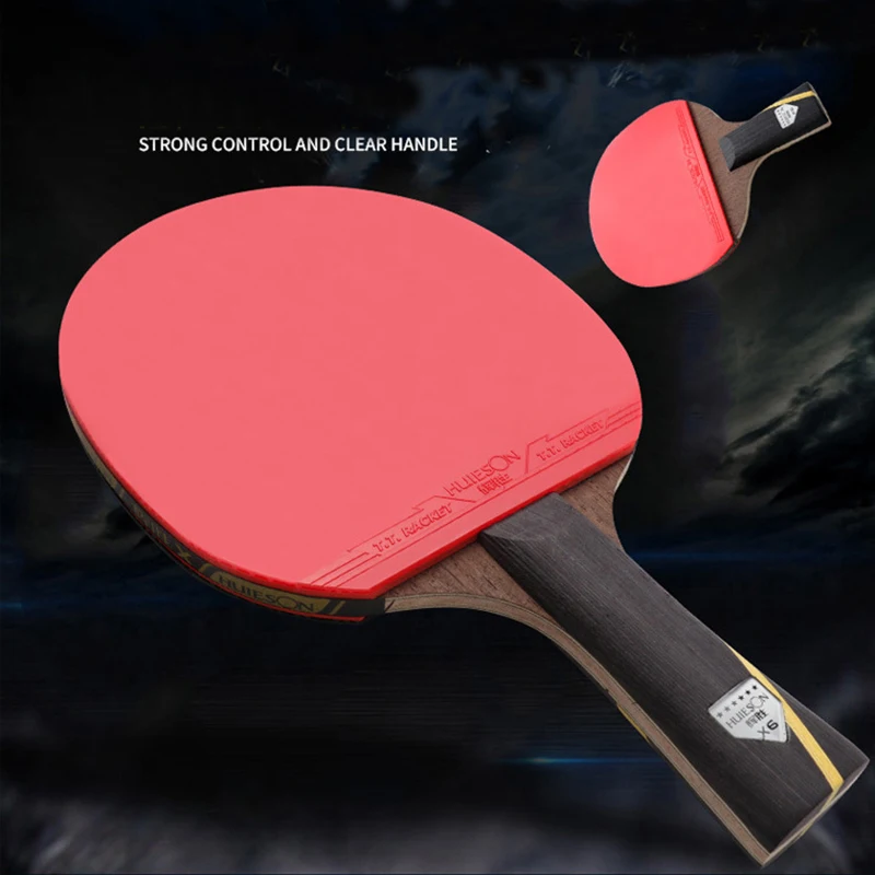 HUIESON X6 2pcs 6-stars Table Tennis Rackets 7Ply Carbon Fiber Raquete Tenis De Mesa Ping Pong Paddle Sports With A Carry Bag