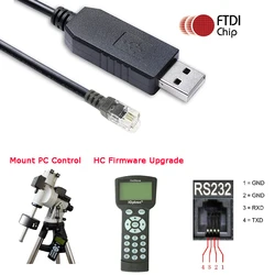 FTDI Ioptron 4P4C RJ9 to USB RS232 serial cable for Ioptron IEQ30 Pro IEQ45 Pro CEM60 Firmware Upgrade and Mount PC Control.