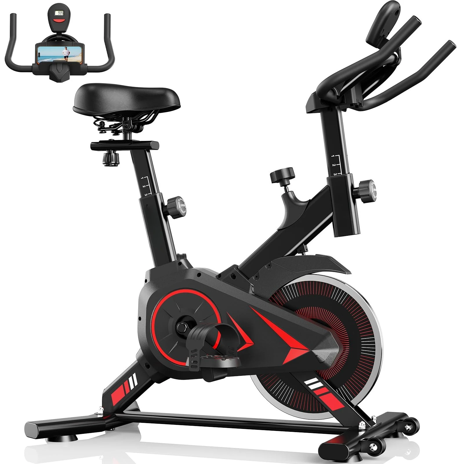 Exercise Bike, 350 LB Capacity Adjustable Stationary Bike for Home Gym