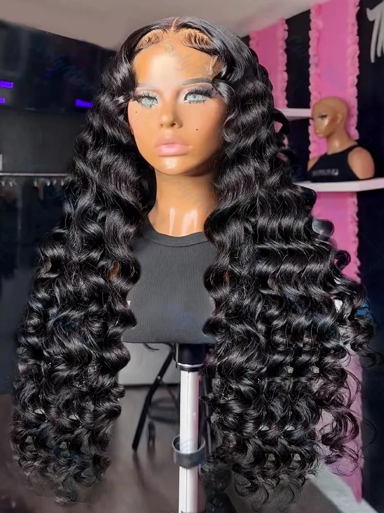 

250 Density Loose Wave 13x6 HD Lace Front Human Hair Wig Brazilian 30 40 Inch Curly Wigs Deep Wave 13x4 Lace Frontal Wig Black
