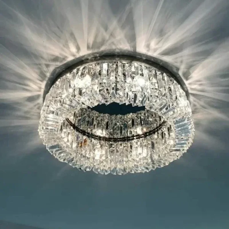 

Crystal LED Pendant Chandelier Modern Gold Chrome Ceiling Light for Dining Room Bedroom Indoor Lighting