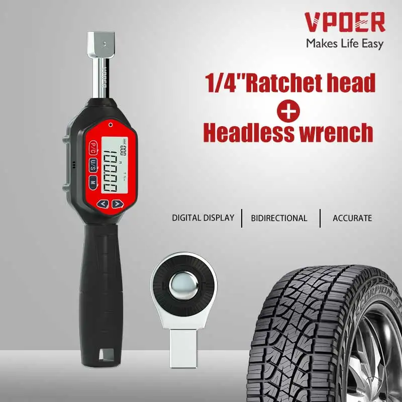 

1/4'' Ratchet Head Calibrated Headless 3-100 Nm Digital Torque Wrench & Buzzer Electronic Precision Spanner Set