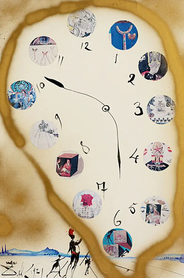 Salvador Dali clock, Art Picture Print Silk Poster ,Home Wall Decor