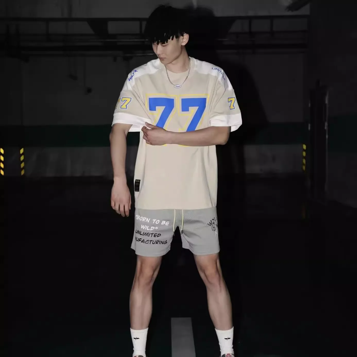 77 krátký rukáv tričko americký sportovní patchwork ležérní rugby dres basketbal hip-hop dres tričko pro muži a dámská