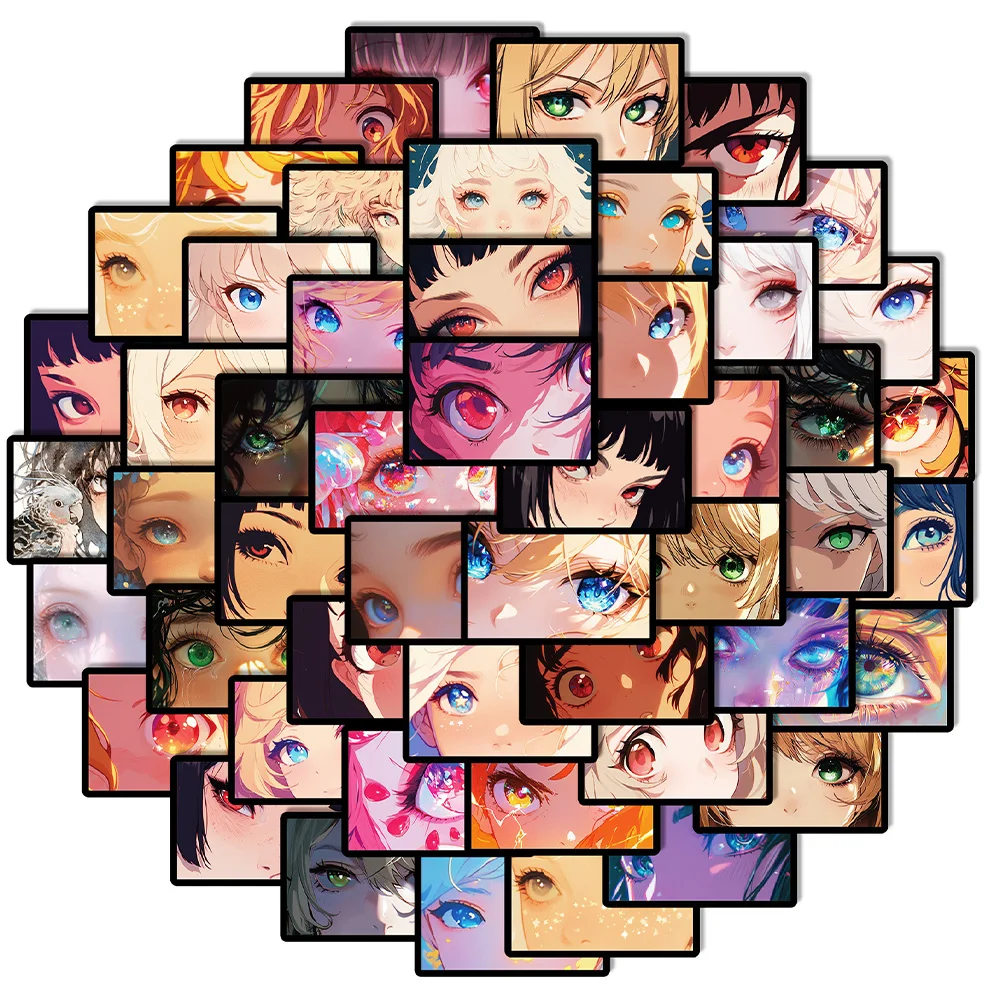 10/30/50pcs Cute Anime Character Eyes Stickers Cartoon Aesthetic Decals Water Bottle Phone Suitcase Graffiti Sticker Decoration