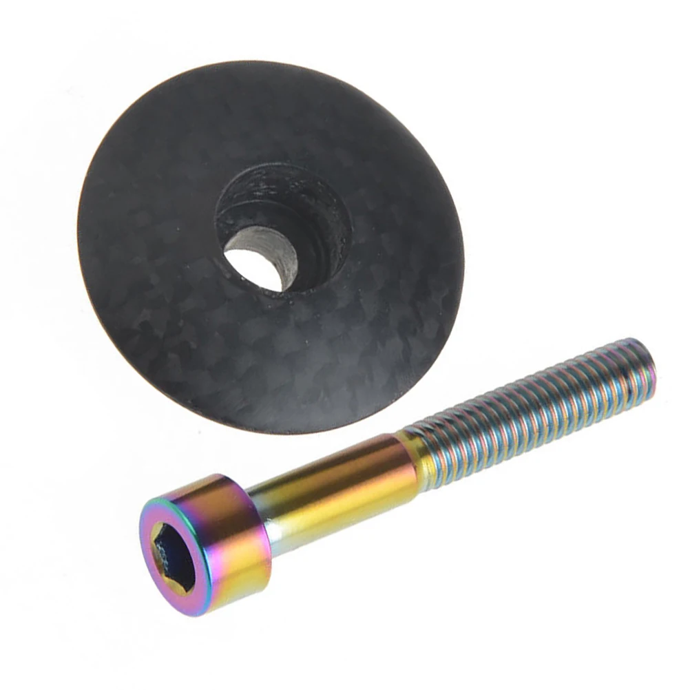 غطاء سماعة رأس من سبائك التيتانيوم من ألياف الكربون غطاء شوكة الدراجة ملحقات متينة وخفيفة الوزن لدراجات الطرق الجبلية #2