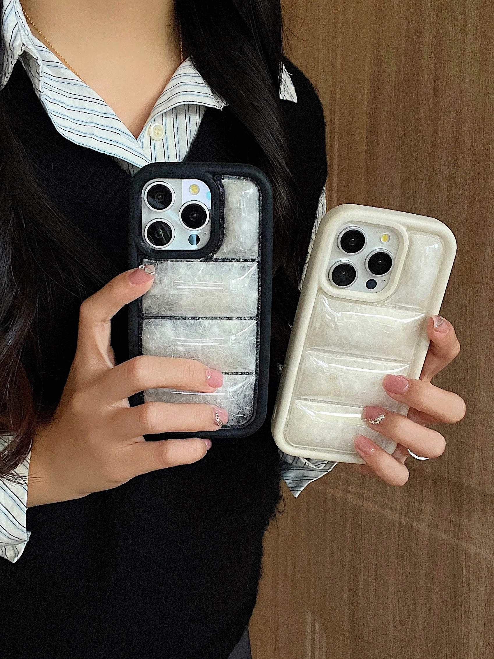 Clear Down Jacket Case For IPhone 16 15 Pro Max  Airbag Puffer Shockproof Phone Cover On The North Side 14 13 Pro Max Casing