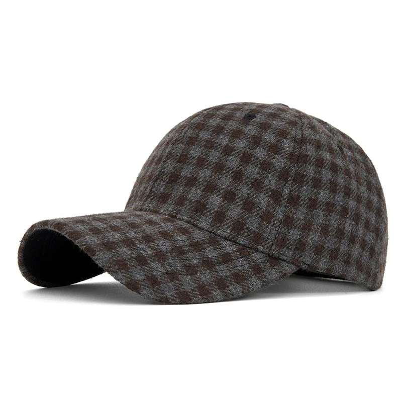 Hüte für Männer und Frauen, neue klassische karierte Baseballkappe für Herbst und Winter, hartkrempige, gesichtsschlankmachende Entenschnabelkappe, Sonnenhut – Detail 23
