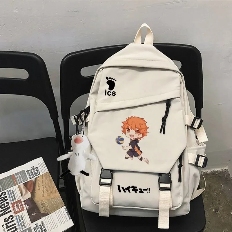 45×28×14cm Black White, Haikyuu, Student Kids Teens School Bags, Large Capacity Mochilas Anime Backpacks For Girls Boys Gift