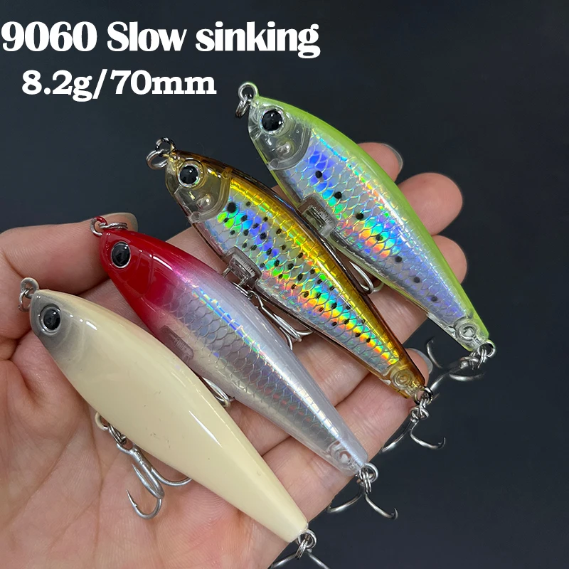 

8.2g 70mm Slow Sinking Pencil Bait 3D Inshore Twitchbait Fishing Lure Saltwater Bass Trout Pesca Wobblers Artificial Hard Bait