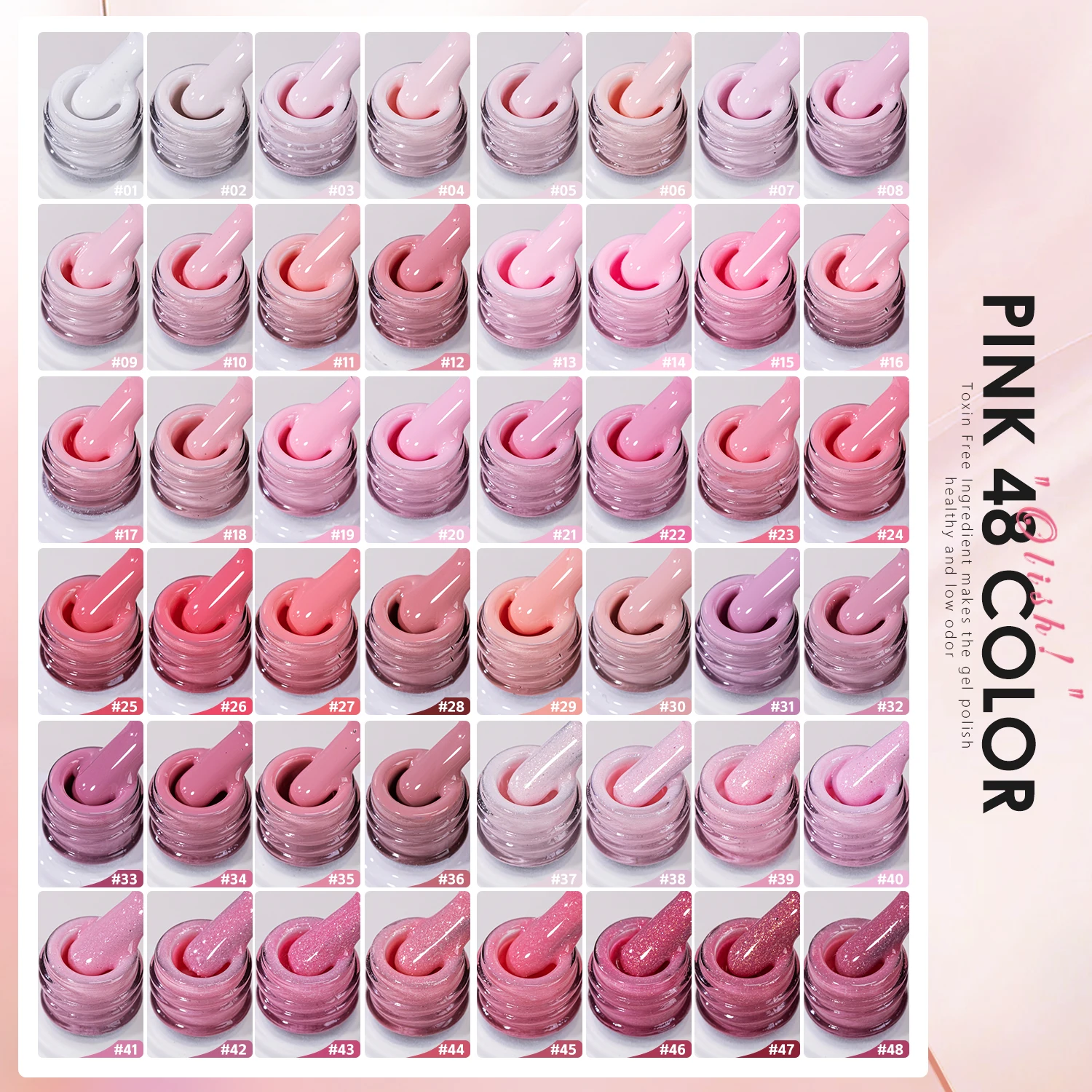 Hot Popular Spring 48colors Nude Pink Gel Nail Polish Set Box TPO FREE OEM Custom Pink Gel Polish Collection Kit