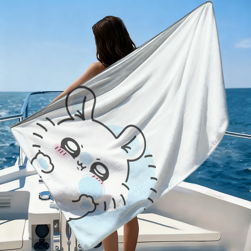 Aquarium Zombie - Chiikawa Beach Towel Purple Ghost Flat