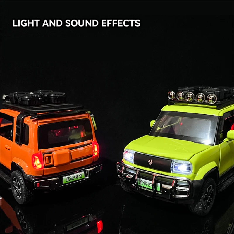 1:24 BAOJUN Yep Alloy New Energy Car Model Diecasts Metal Toy Off-road Vehicles Car Model Simulation Sound and Light Kids Gifts