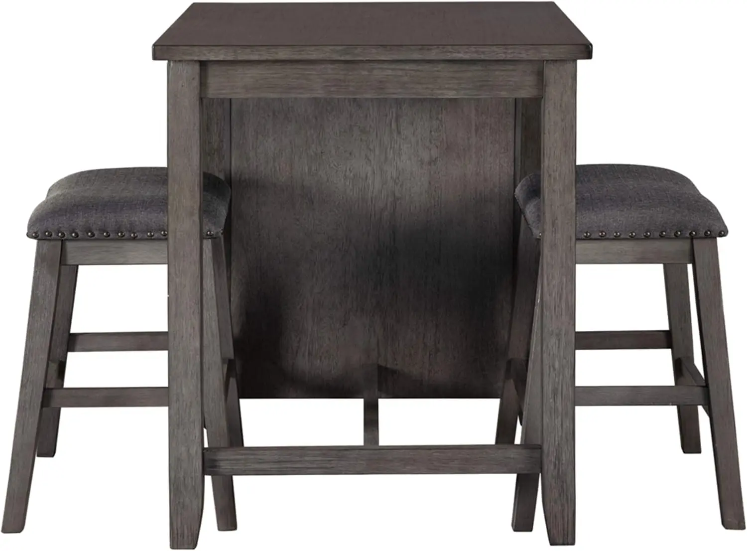 Caitbrook 25" Counter Height Dining Room Table Set with 2 Saddle Barstools & Storage, Gray