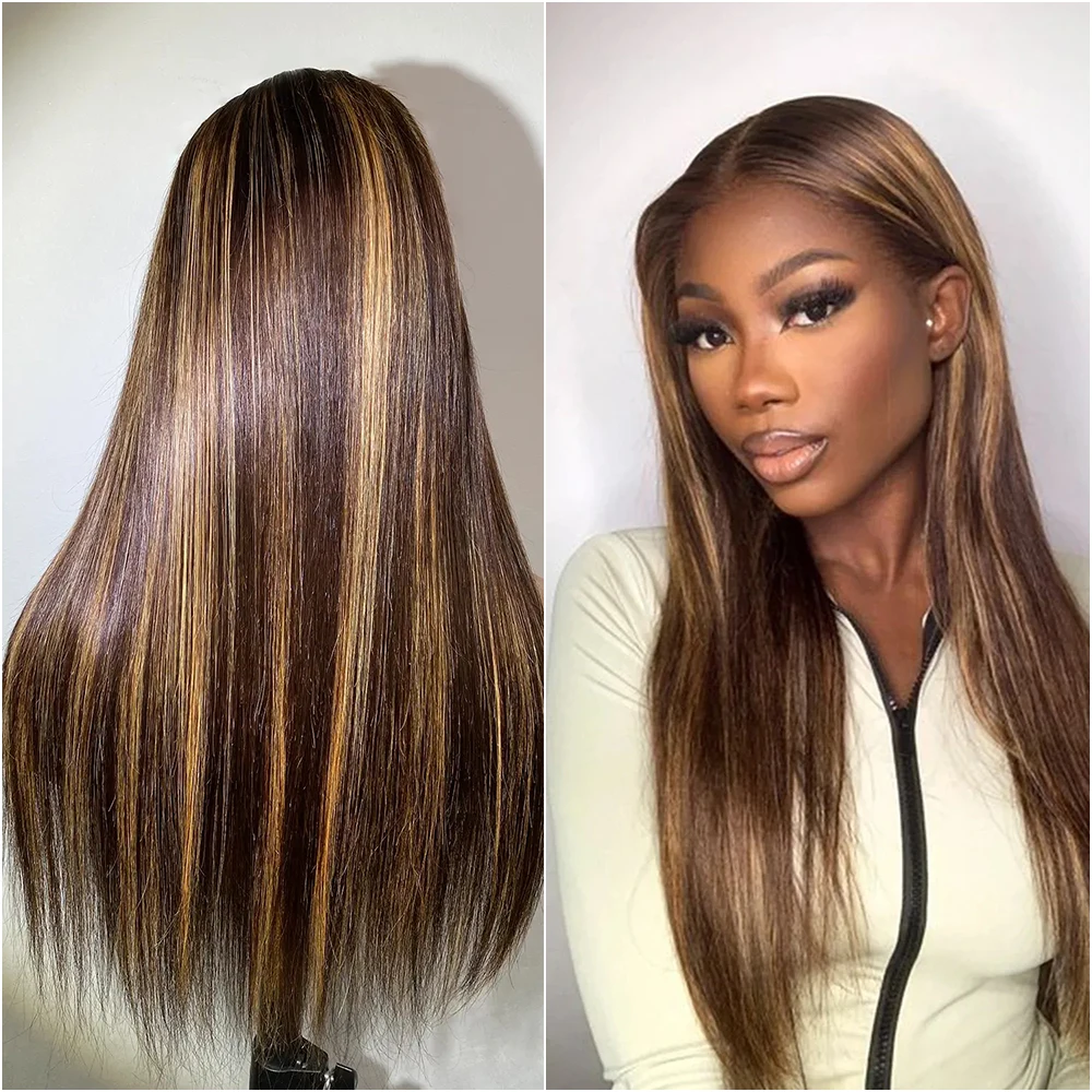 

P4/27 Highlight 13X6 Hd Lace Frontal Wig Straight 30 40 Inch 13x4 Hd Lace Front Wig Preplucked Brazilian For Women 200 Density