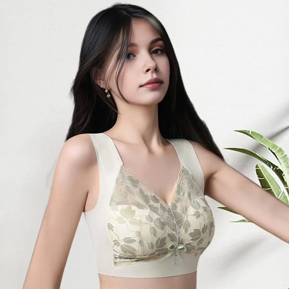 

Women Lace Bra Wireless Lace Leaf Pattern Plus Size Bra for Yoga Wear with High Elasticity Good Breathability Women Daily Bra