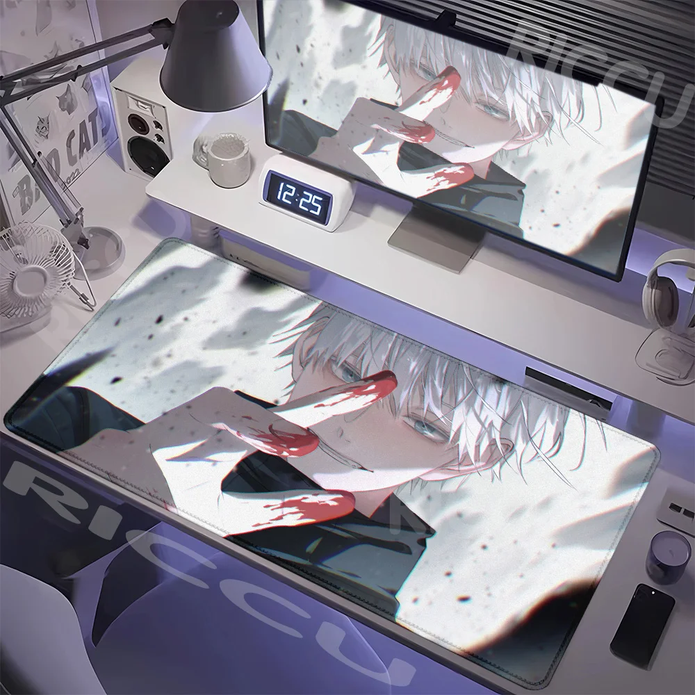 Large Gaming Mouse Pad J-ujutsu Kaisen Gojo Satoru Mouse pad LockEdge Thickened Computer Keyboard Desk Mat Rubber Anti slip Mats