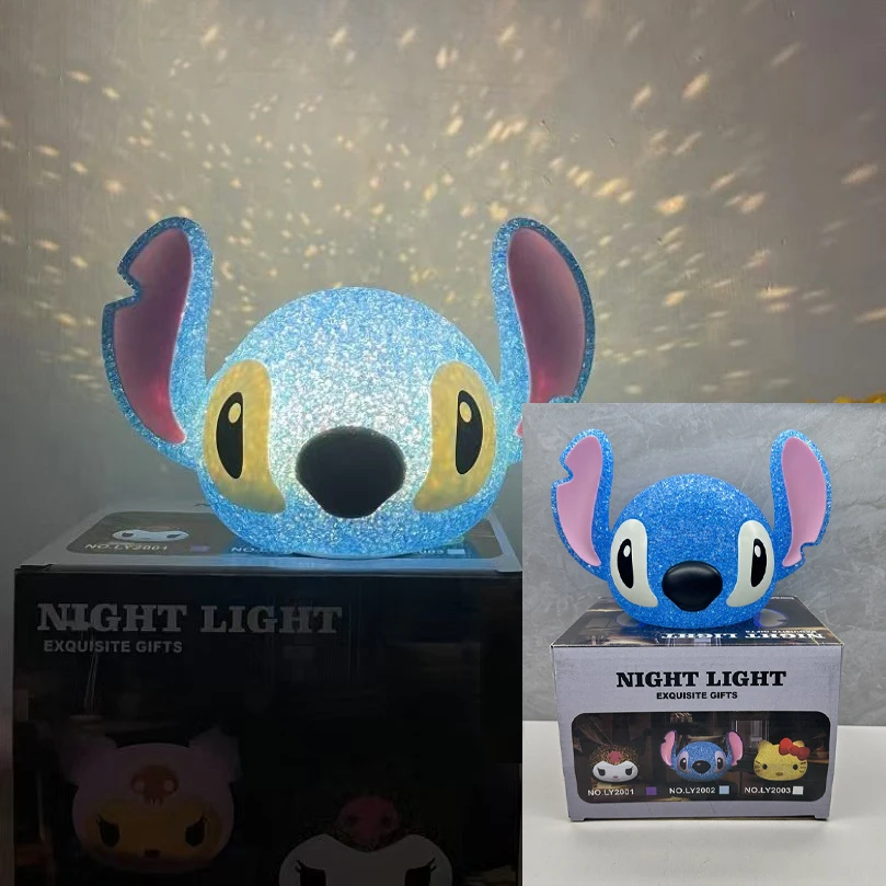 Nueva proyección de partículas de punto de Disney, luz nocturna de dibujos animados Lilo y Stitch, lámpara de lectura de muñeca 3d, lámpara de escritorio creativa Usb, regalos para niños
