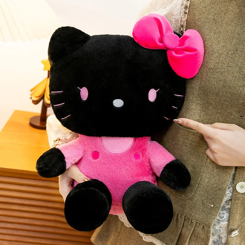 30/40/50cm Black Pink Hello Kitty Plush Toy Fluffy Sofa Cushion Desktop Room Decor Companion Doll Sleep Soothing Doll Girl Gift view 4