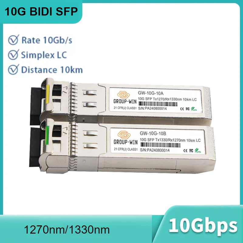 

SFP+ трансивер BiDi LC WDM 10 Гбит/с, 10км/20км/40км~100км, Tx1270/Rx1330нм, совместимый с оптическими коммутаторами Cisco/Mikrotik