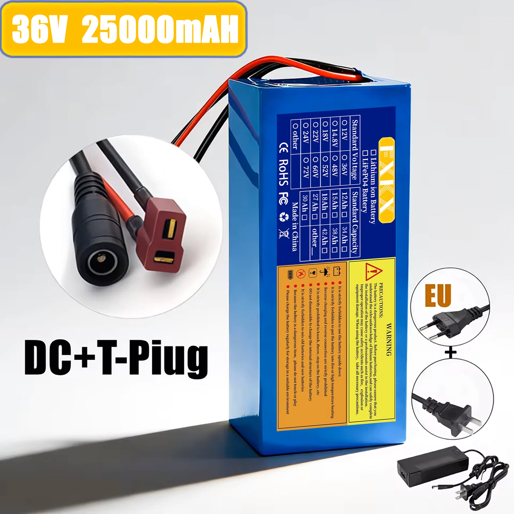 High Power 36V Lithium Battery Pack 10Ah/20Ah/30Ah 10S2P-6P for Electric Motorcycle Scooter with BMS 500-1000W image 3