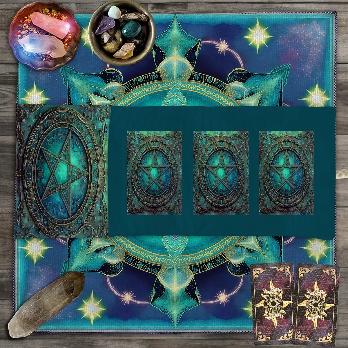 Aufbewahrungstasche für Tarotkarten mit geheimnisvollem Symbol, fünfzackige Sternmuster-Tarot-Aufbewahrungstasche, fantastische und geheimnisvolle Wahrsagerei-Tasche