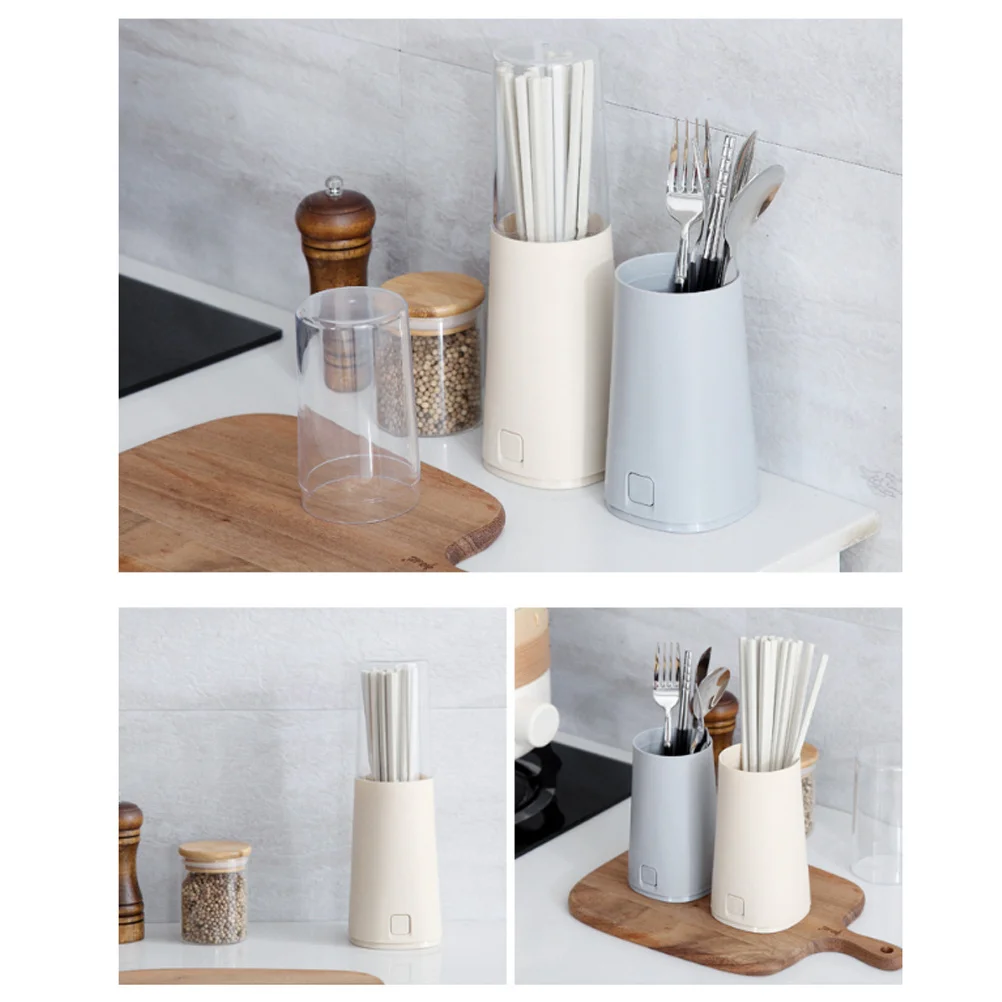 

Creative Portable Chopsticks Storage Holder Thick Plastic Lid Drain Sieve Detachable Design Kitchen Organizer Dustproof