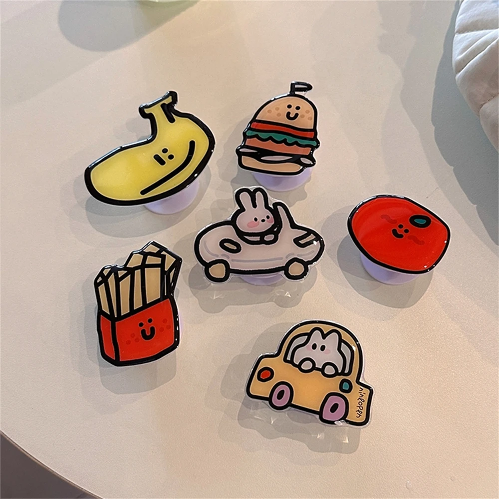 

Cute Funny Hamburg Fries Rotation Phone Griptok Grip Tok Stand For iPhone 16 Phone Holder Socket Support Girl Bracket