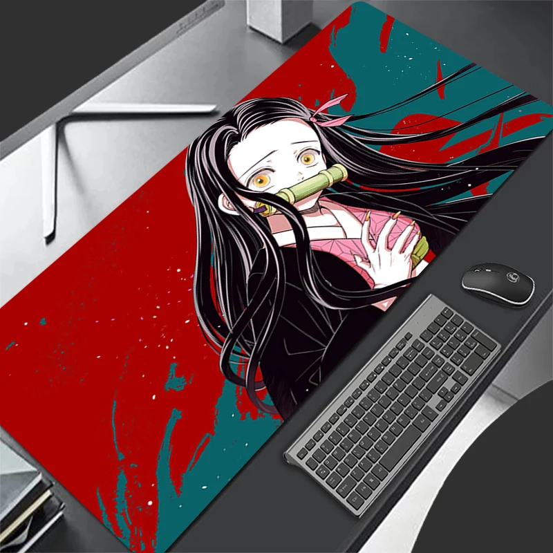 Mouse Pad Nezuko Gaming laptop tappetino per tastiera Deskmat accessori per Pc protezione per scrivania Anime Gamer tappeto Mousepads Demon Slayer XXL