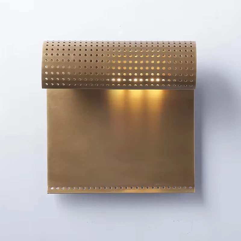 Nordic luxury all copper wall lamp, retro style black square wall lamp,creative curled edge design decorative wall lamp YX465RE