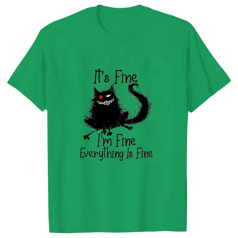 It's Fine Everything Is Fine Bedruckte T-Shirts für Damen und Herren, kurzärmelig, lustiges Rundhals-T-Shirt, lässige Sommer-Tops für Herren und Damen – Detail 3