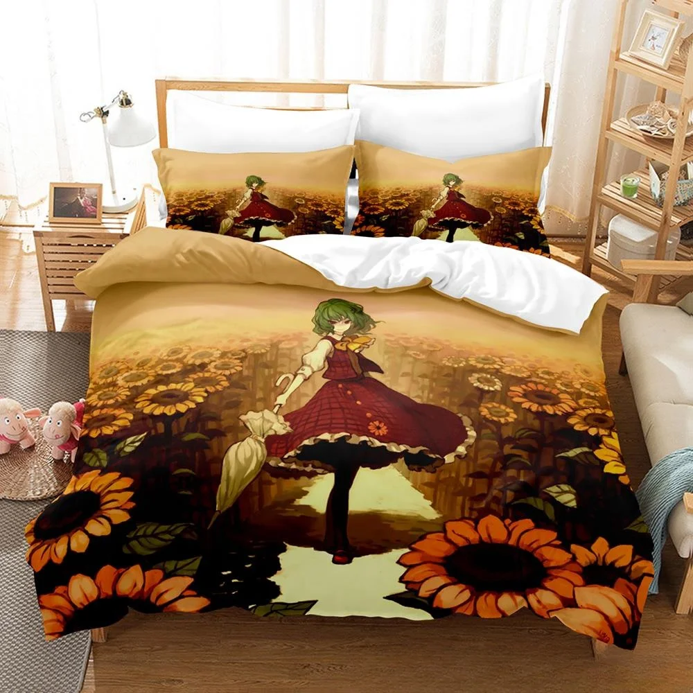 

3D Print Anime Kawaii Girls Yuuka Kazami Bedding Set Single Twin Full Queen King Size Bed Set Adult Kid Bedroom Duvetcover Sets