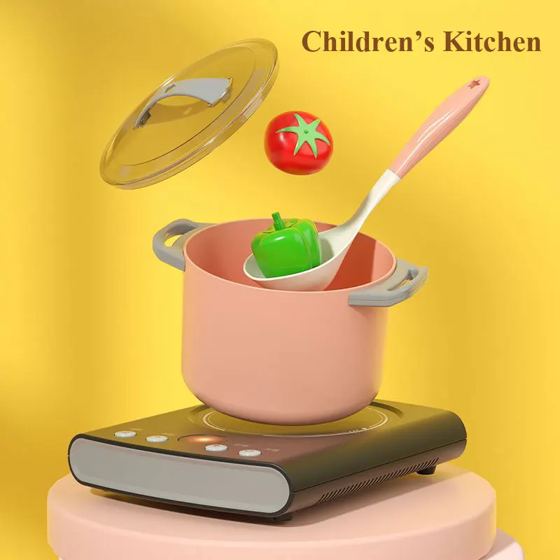 Toy Kitchen for Kids Cooking Utensils Children\'s Pretend Play Cutting Miniature Food Set Pot Pan Educational Unisex Novel Gift