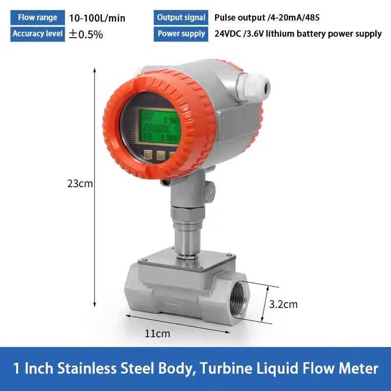 Cavitt Factory Direct DN25 Stainless Steel LWGY Liquid Turbine Flow Meter with Signal Output for Petrol Service Equipment