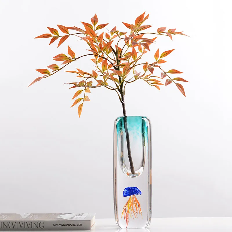 Aesthetic Jellyfish Glass Vase Enjoy Life Home Art Decorative Pot Seajelly Light Luxury Overall Taste Elegant Modern Design