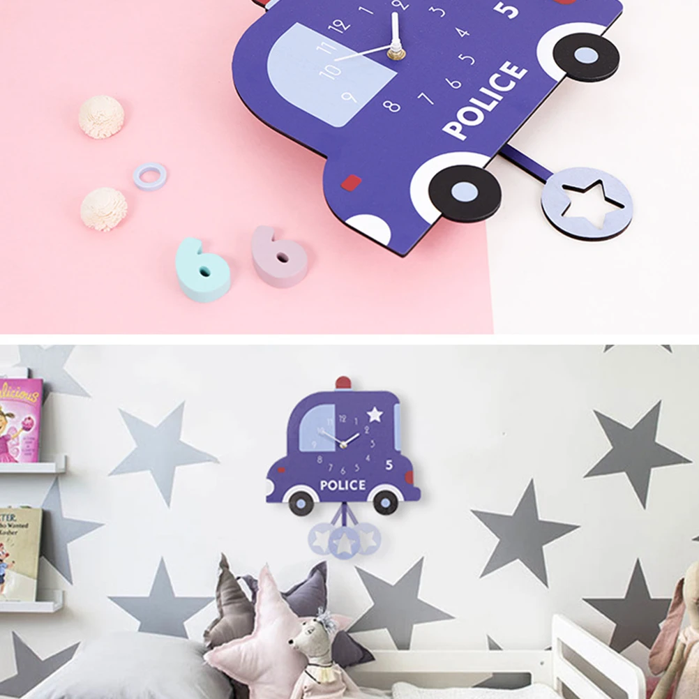 

Cartoon Wall Clock Decorative Classic Cars Wooden Hanging Kids Bedroom Living Room Study Office Children Room Premium Material