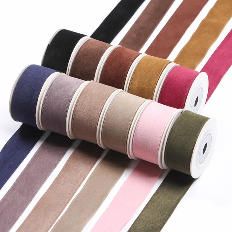 

25/38mm Double Face Suede Ribbon Solid Color Velvet Ribbon for Clothing Sewing DIY Hair Bows Hat Decor Craft Accessories Supply