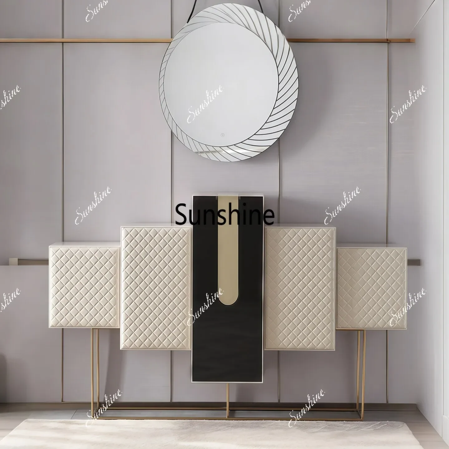 Italian light luxury paint porch cabinet solid wood living room dining side cabinet*/