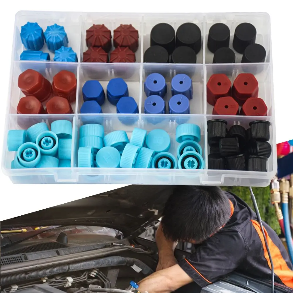 

A/C Valve Core Dust Cap Set Air Conditioning Valve Core Cap Valve Core Dust Caps Set for Car Air Conditioning Dust Cap